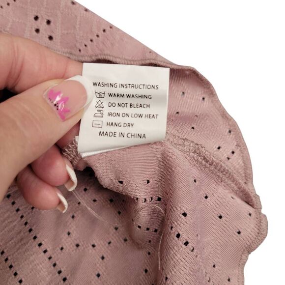 Rose Pink Eyelet Sleeveless Feminine Blouse Top on Sale 5 for $25 - Picture 5 of 6